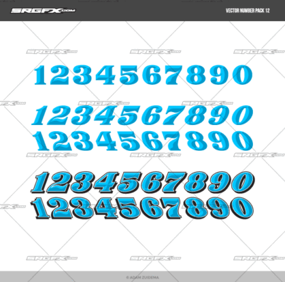 12 Simple Racing Number Vector Number Pack 12 | Racing Numbers | SRGFX.com