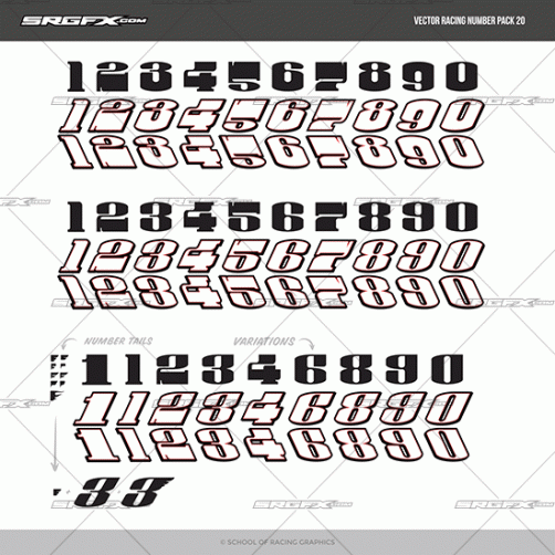 Vector Racing Number Set 20 | School of Racing Graphics