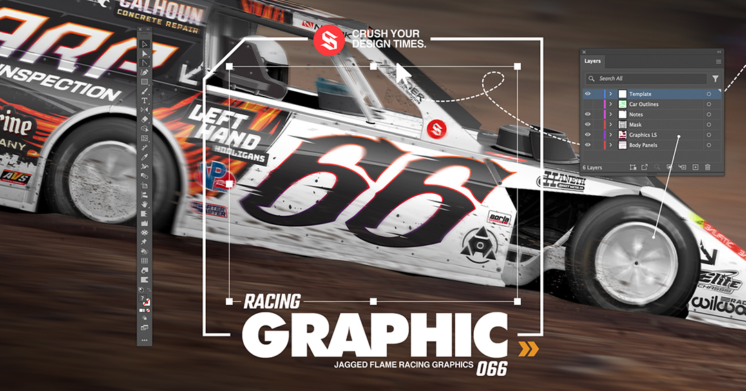 SRGFX Jagged Flame Racing Graphic 066 Dirt Modified Wrap Layouts