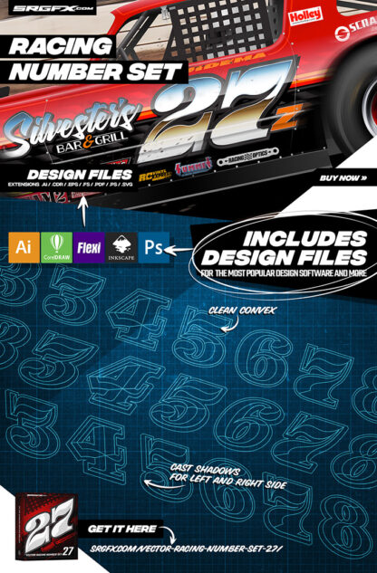 SRGFX Vector Racing Number Set 27