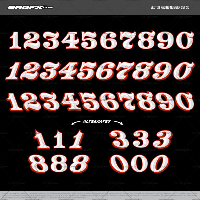 Vector Racing Number Set 30 | School of Racing Graphics