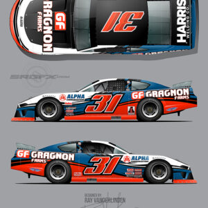 Blue, silver and red Number 31 Asphalt Latemodel graphics design assets for wrap designers, wrap shops, freelance designers and hobbyists.