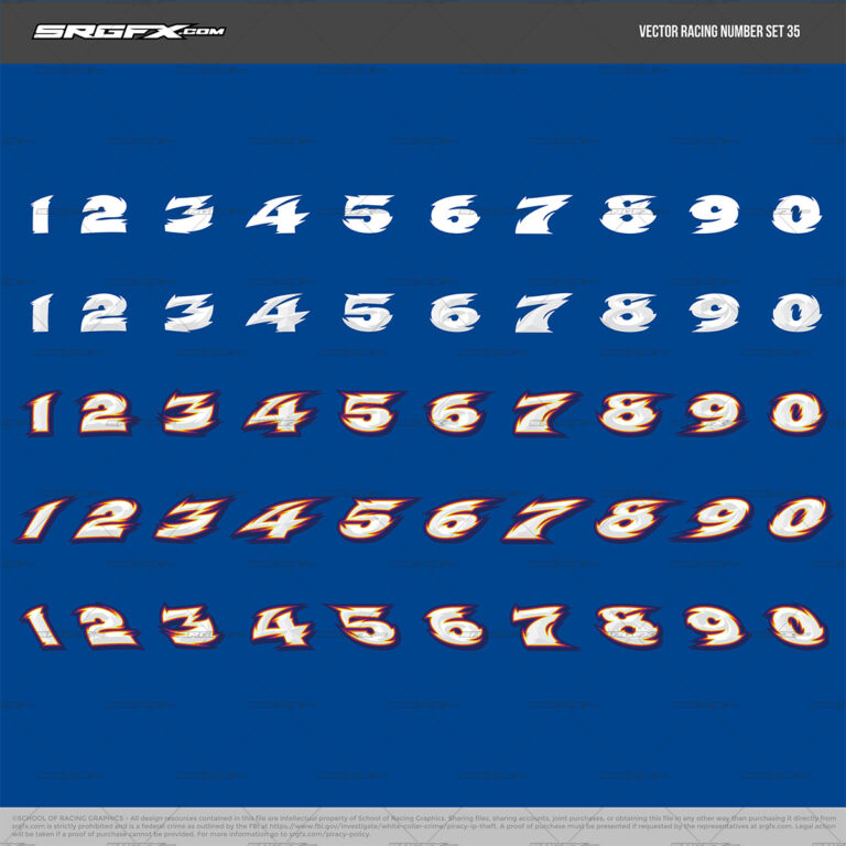 35 Racing Number Convex Aggressively Jagged Number Set 35 | School of Racing Graphics