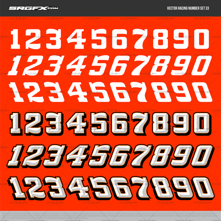 337 Racing Number Racing number set 33. Block, bold and classic!