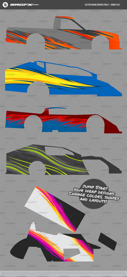 SRGFX Vector Racing Graphic Pack 2 Bonus file. Get a head start on your wrap layouts.