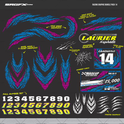 Fractured and Broken purple, pink and blue Racing Graphic Bundle Pack 14
