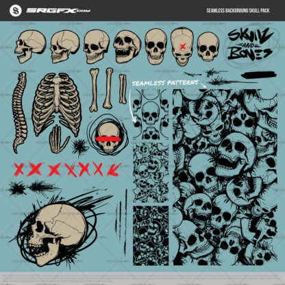 SRGFX Vector Seamless Background Skull and Bones Pack