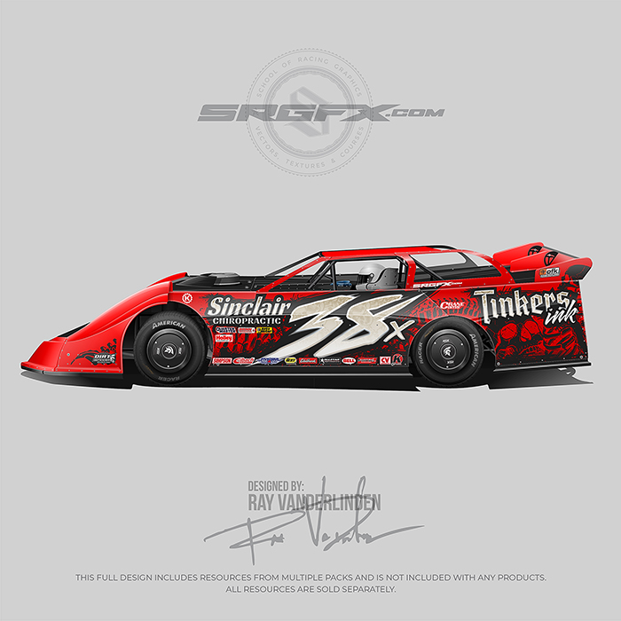 Tinkers Ink Red and Black Number 38x 2023 Dirt Late Model