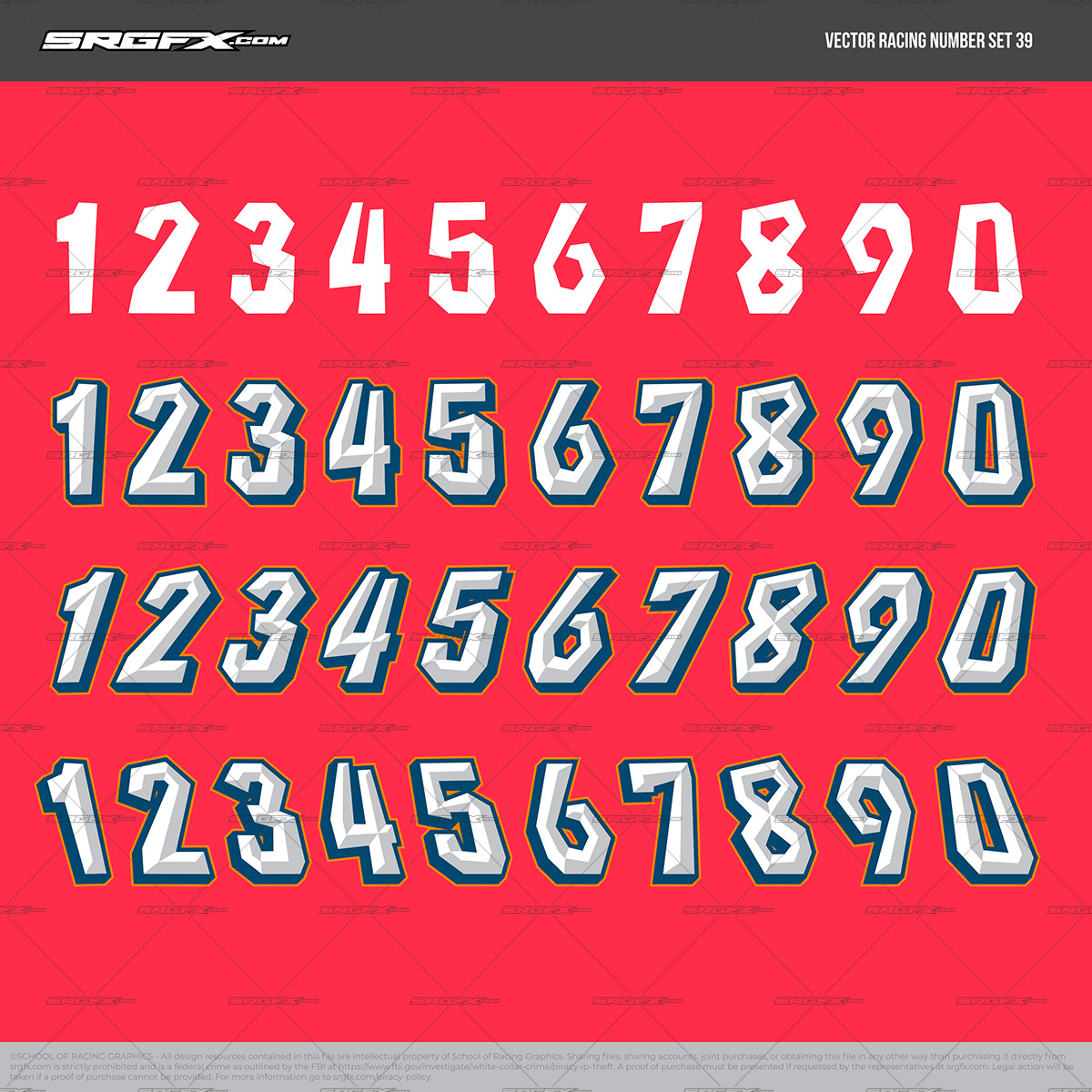 SRGFX Abstract Block Convex Racing Number set 39