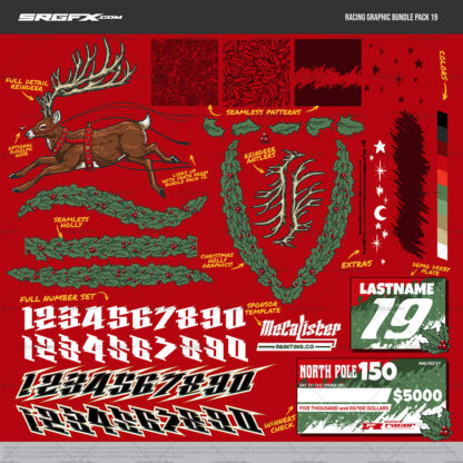 SRGFX.com | Christmas Reindeer Racing Graphic Bundle Pack 19