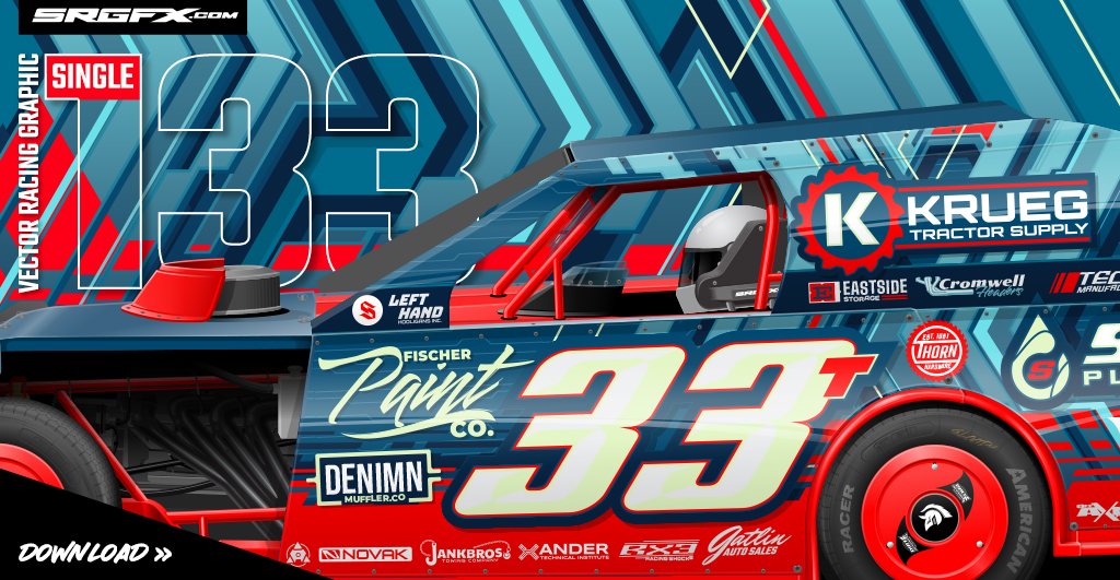 SRGFX Vector Racing Graphic Futuristic Tech 133 Dirt Modified Wrap Layouts