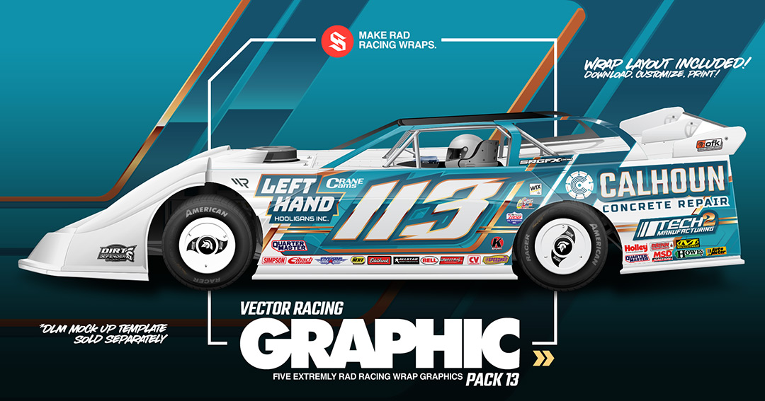 SRGFX Vector Racing Graphic Variety Pack 13 Dirt Late Model Wrap Layouts