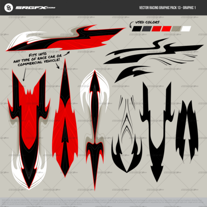 SRGFX Vector Racing Graphic Pack 13 Graphic Graphic 1 Swoosh and Wave Style