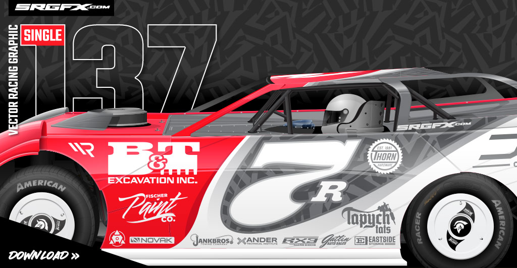 SRGFX Razor Wave Racing Graphic 137 Dirt Late Model Wrap Layouts