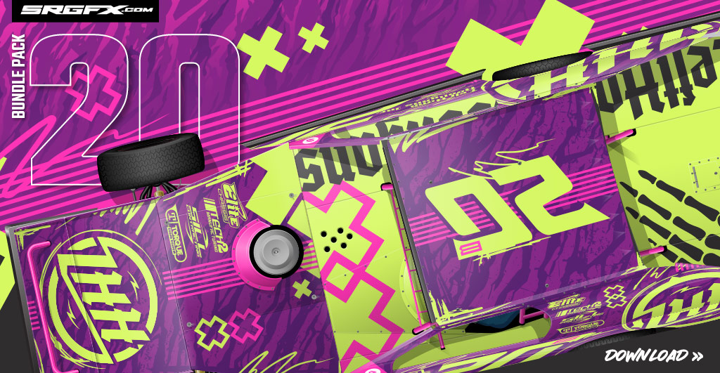SRGFX Hooligan Racing Bundle Pack 20 Dirt Modified Wrap Layouts