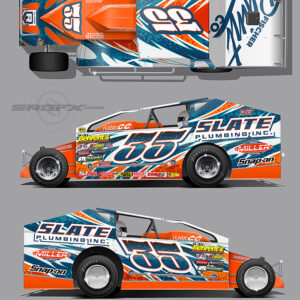 Slate Pluming orange and blue 2025 East Coast Modified Wrap Layout