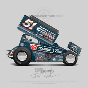 Blue and chrome number 51 Sprint Car Wrap Idea and Inspiration only at SRGFX