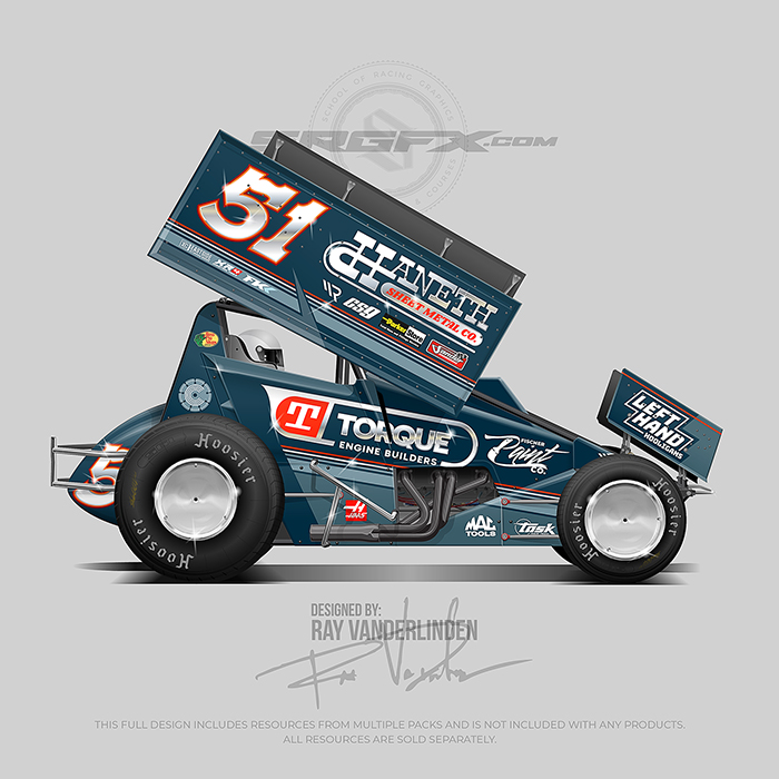 Blue and chrome number 51 Sprint Car Wrap Idea and Inspiration only at SRGFX