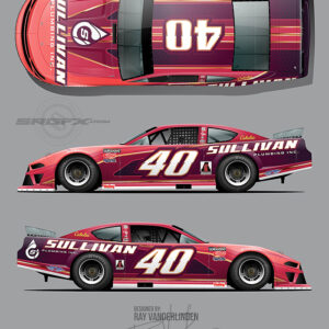 Sullivan Plumbing Red and Purple Number 40 Asphalt Late Model