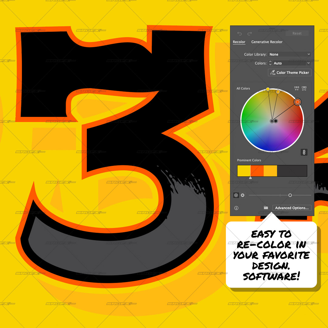 Classic Dry Brush Racing Number Set 40 | School of Racing Graphics