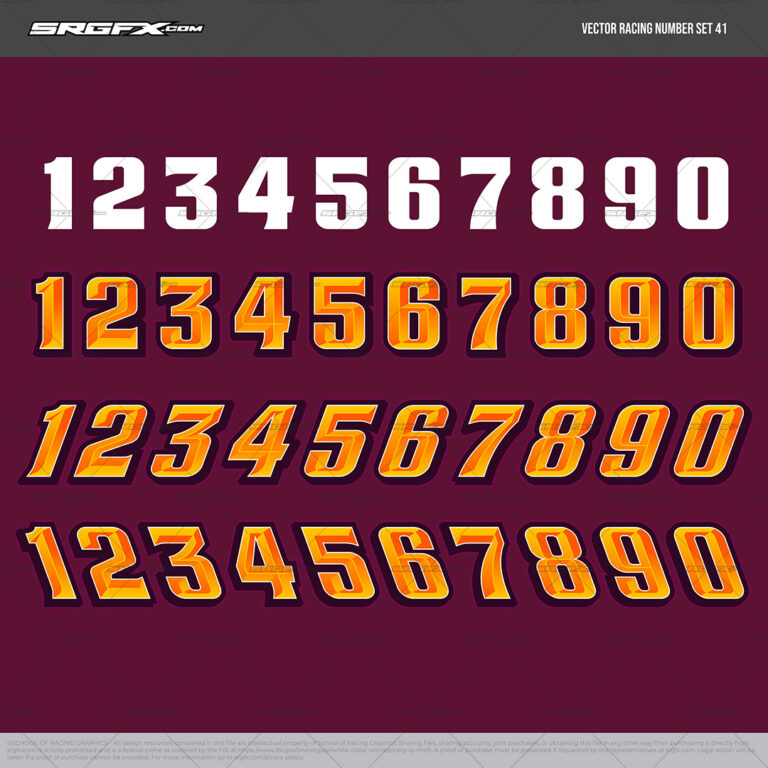 Convex Bold Racing Number Set 41 | School of Racing Graphics