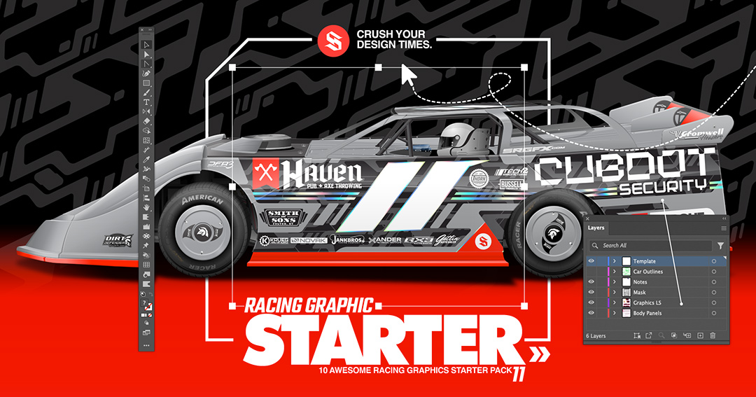 SRGFX Various Vector Racing Starter Pack 11 Dirt Late Model Wrap Layouts