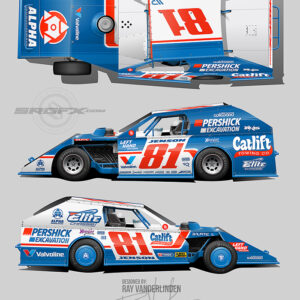 Catlift Towing 2025 UMP Blue Red and White Number 81 Dirt Modified Wrap Layout Idea