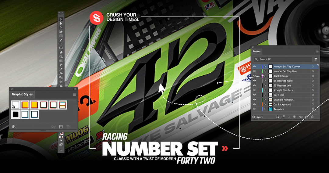 Classic Convex Racing Number Set 42 | School of Racing Graphics