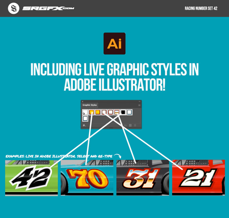 Classic Convex Racing Number Set 42 | School of Racing Graphics