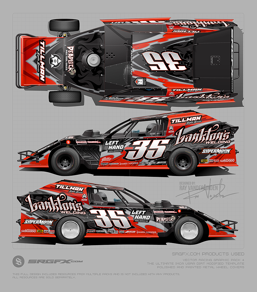 Read and Black Number35 IMCA/USRA Dirt Modified Wrap Layout