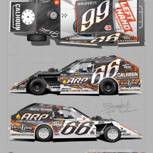 Black, Orange and White Number 66 UMP Dirt Modified