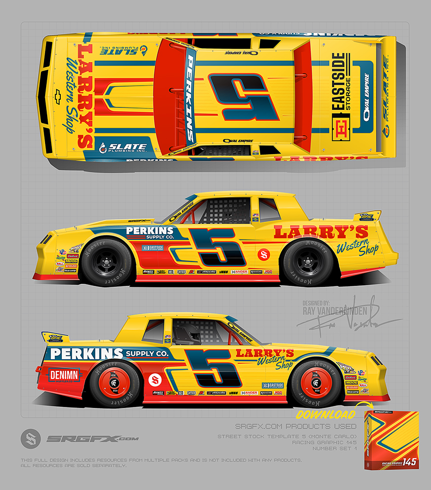 Yellow and Red Numbre 5 IMCA Monte Carlo Street Stock Wrap Idea