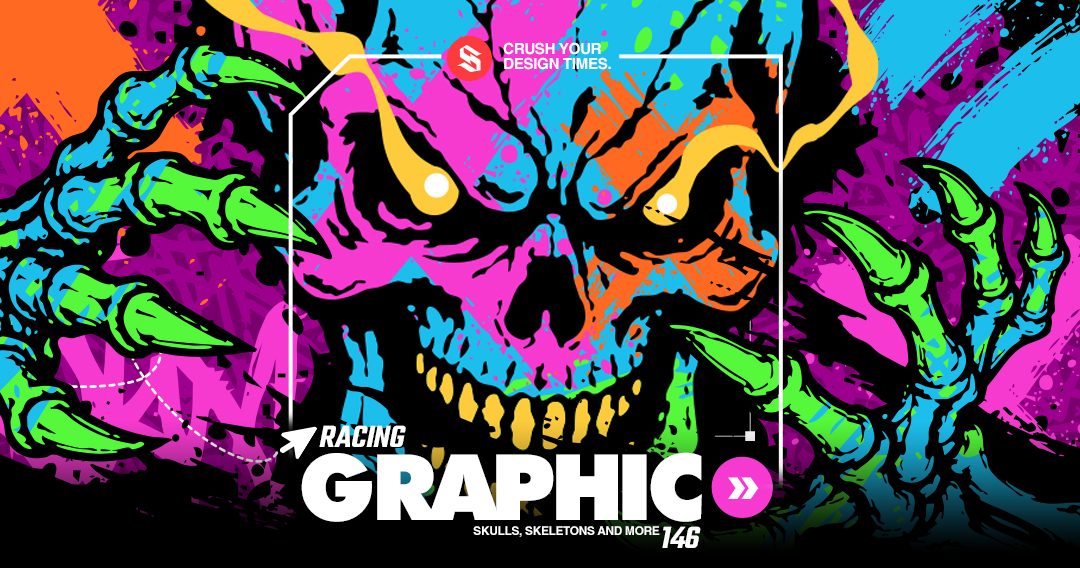 Skulls and Skeletons Racing Graphic 146