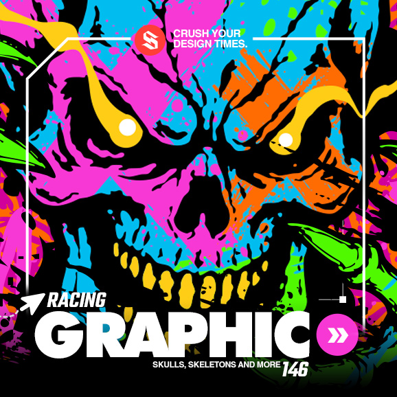 Skulls and Skeletons Racing Graphic 146