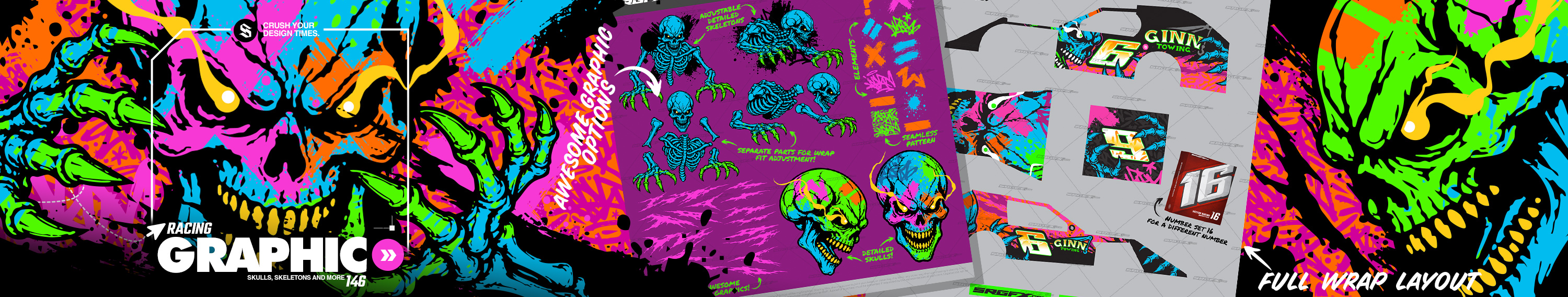 Skulls and Skeletons Racing Graphic 146